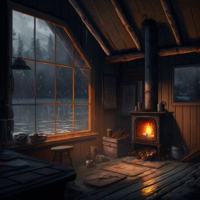 166: Cozy Cabin on a Stormy Night | Crackling Fire, Thunder and Rain Sounds